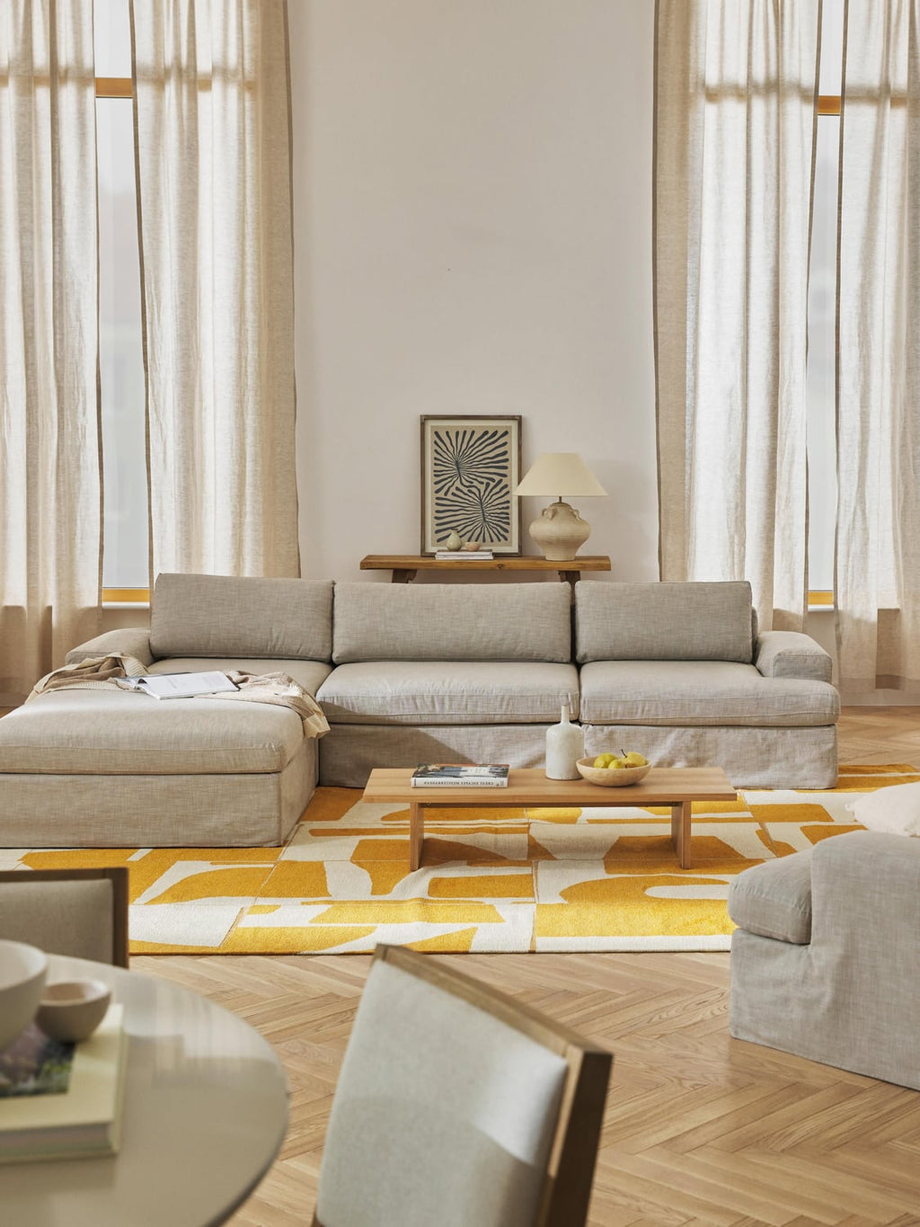 Russell Modular Sofa (4-seater) with Ottoman (left/right) — Oatmeal
