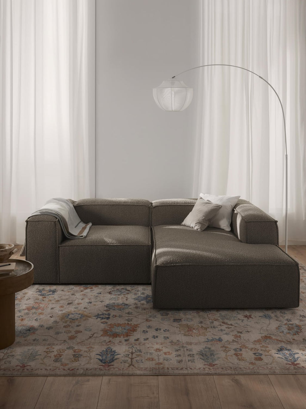 Lennon Modular Bouclé Corner Sofa (2-seater) — Dark Grey