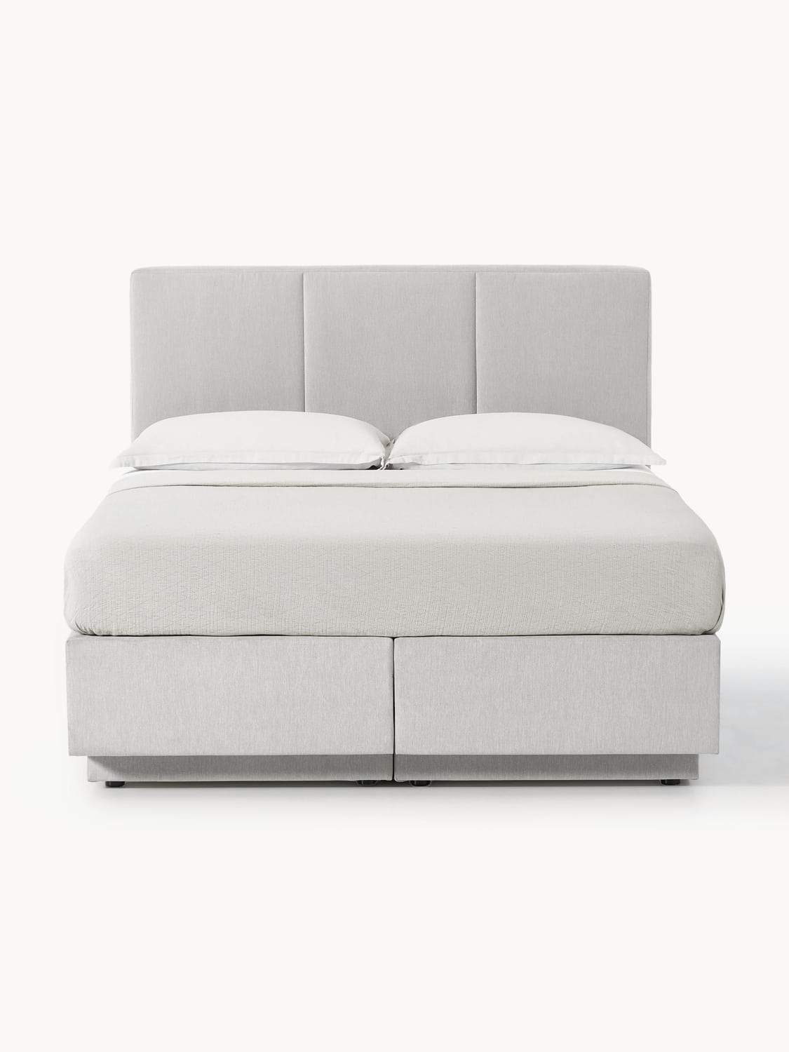 Oberon Box-Spring Bed with Storage — Pearl Grey