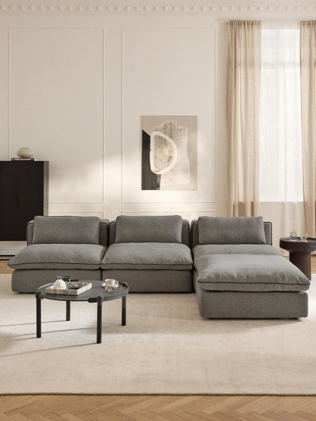 Felix Modular Sofa with Ottoman (left/right) — Dark Grey