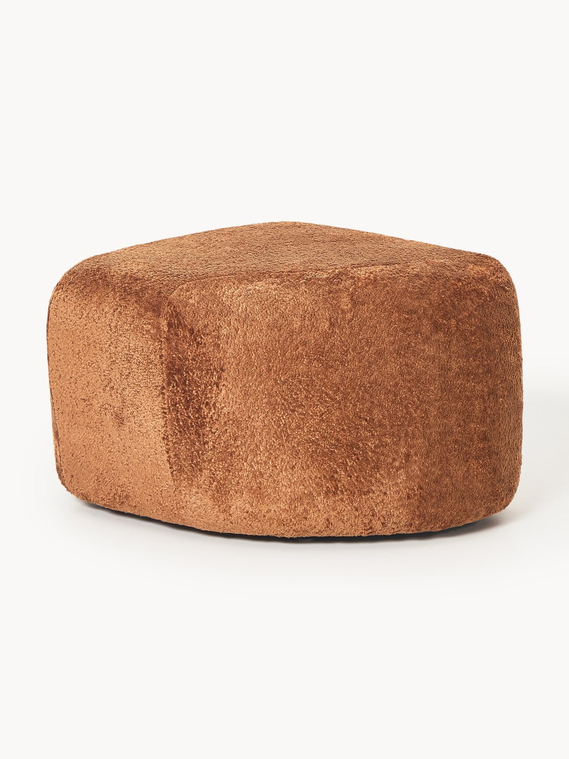 Wolke Oval Ottoman in Teddy Bouclé — Terracotta