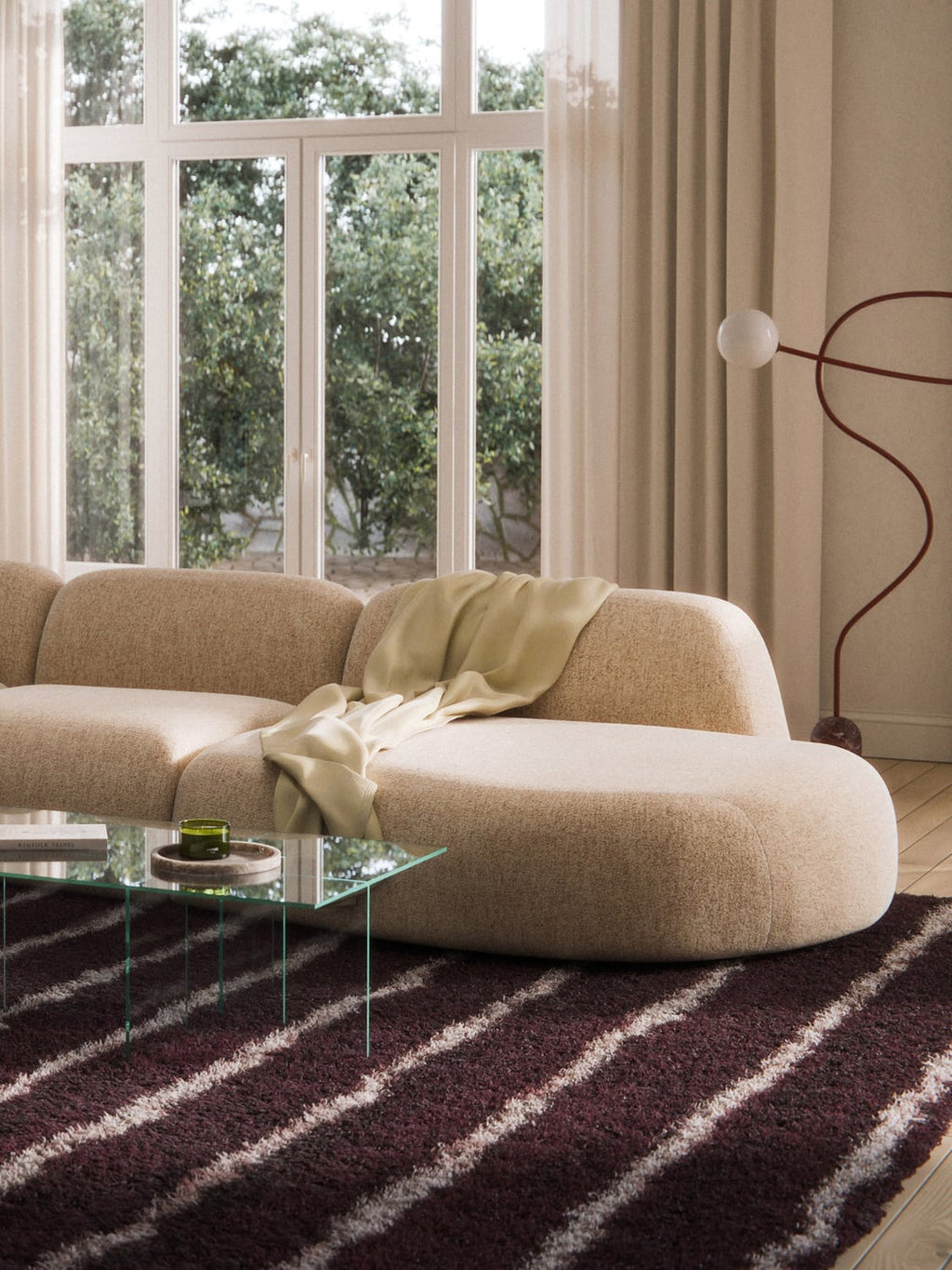 Wolke Bouclé-Chaise-Module — Beige