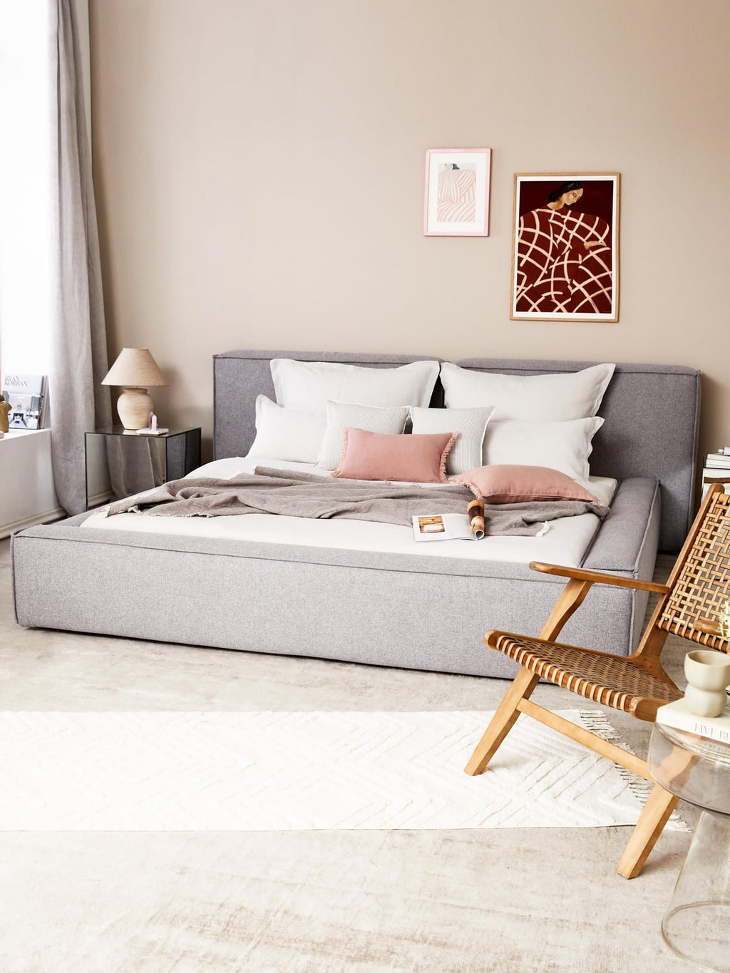 Lennon Upholstered Bed — Oatmeal