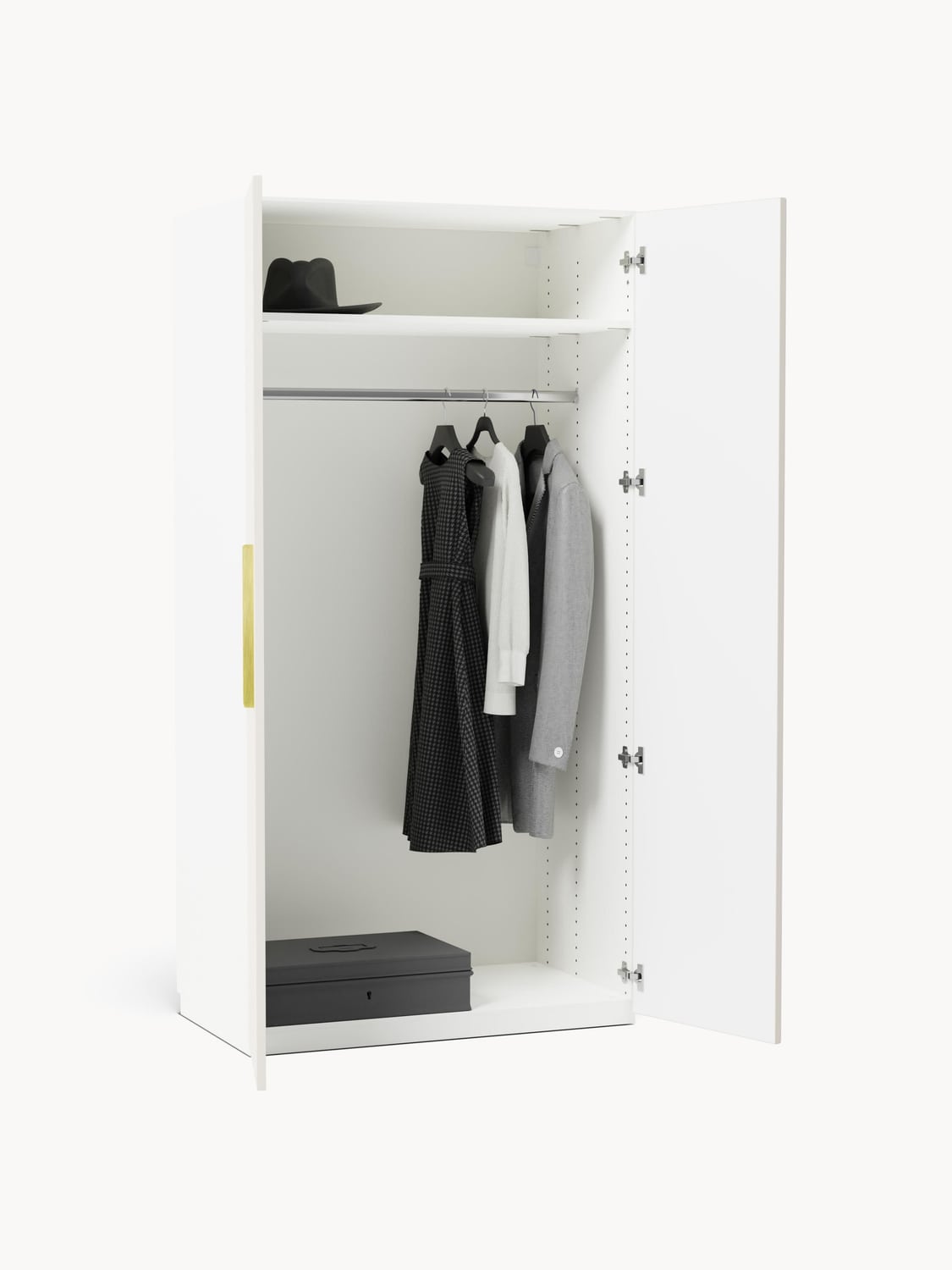 Simone Modular Hinged-Door Wardrobe, 100 cm Width, in various sizes — Off-White
