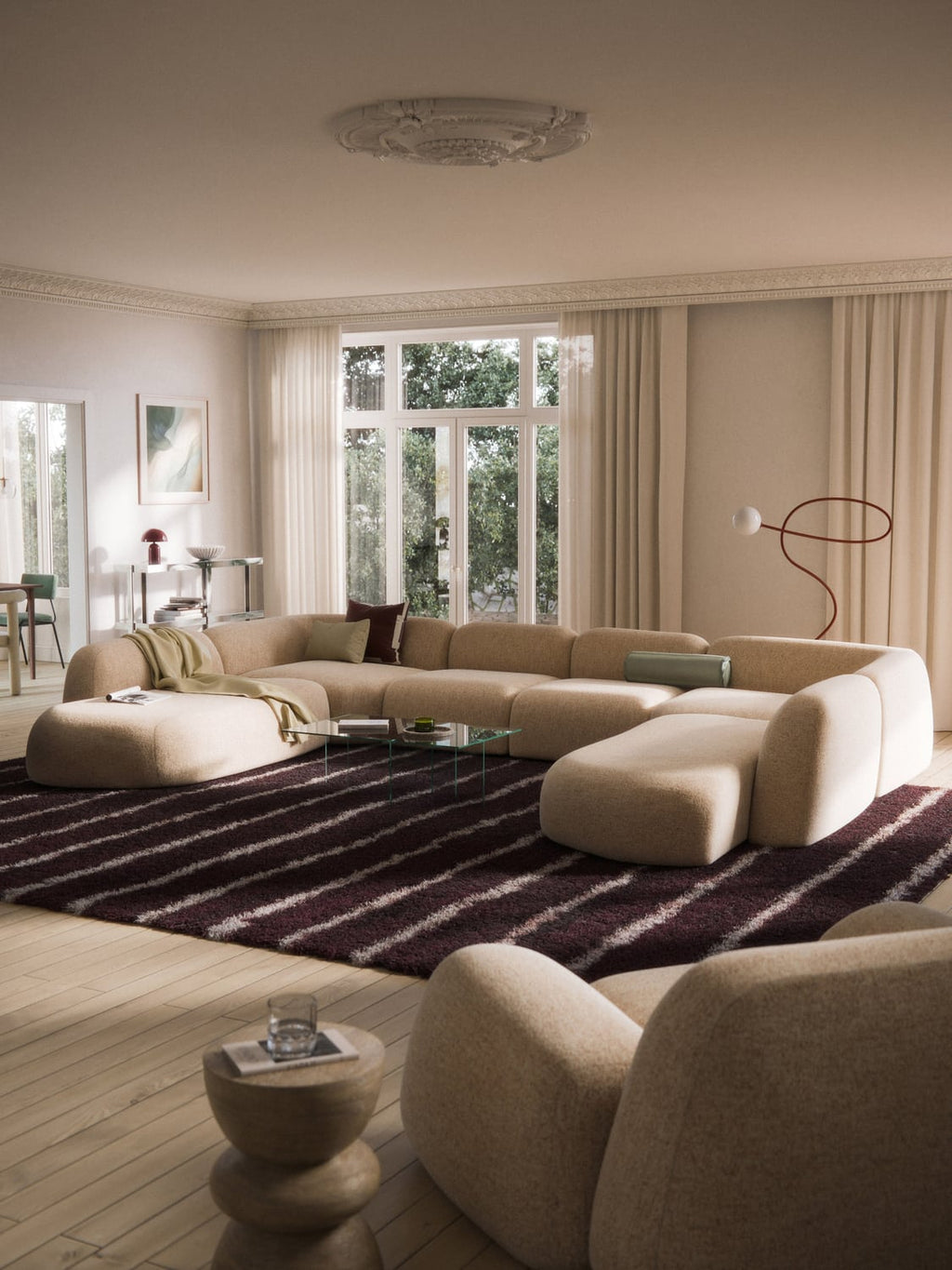 Wolke Modular Bouclé XL Sofa — Blush
