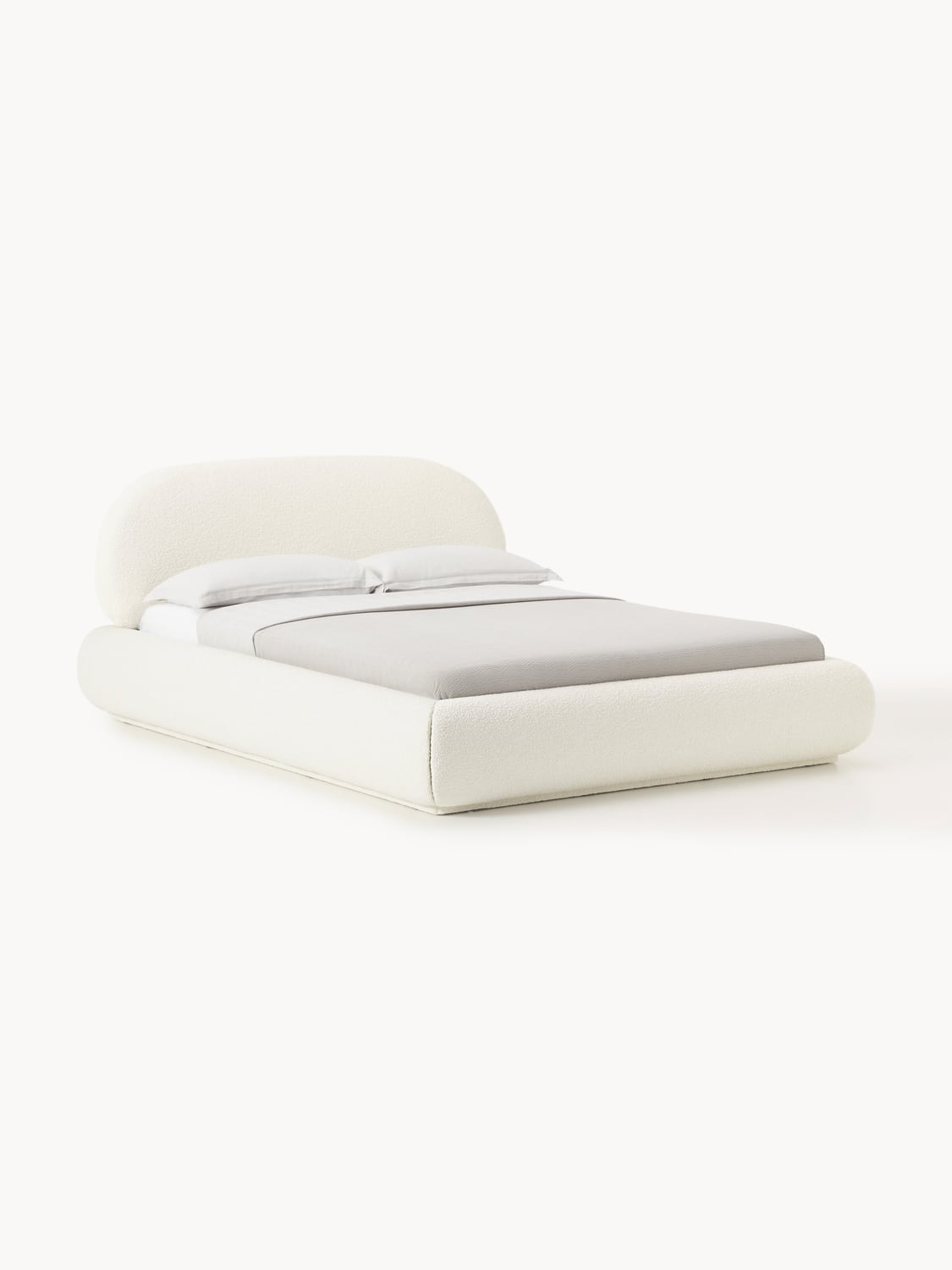 Alba Bouclé Upholstered Bed with Storage — Off-White