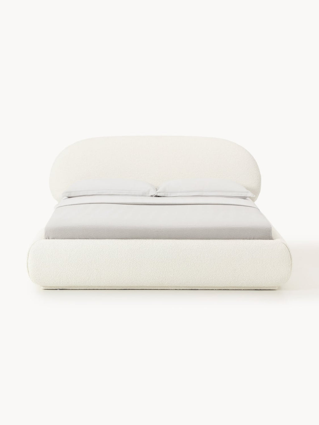 Alba Bouclé Upholstered Bed with Storage — Off-White