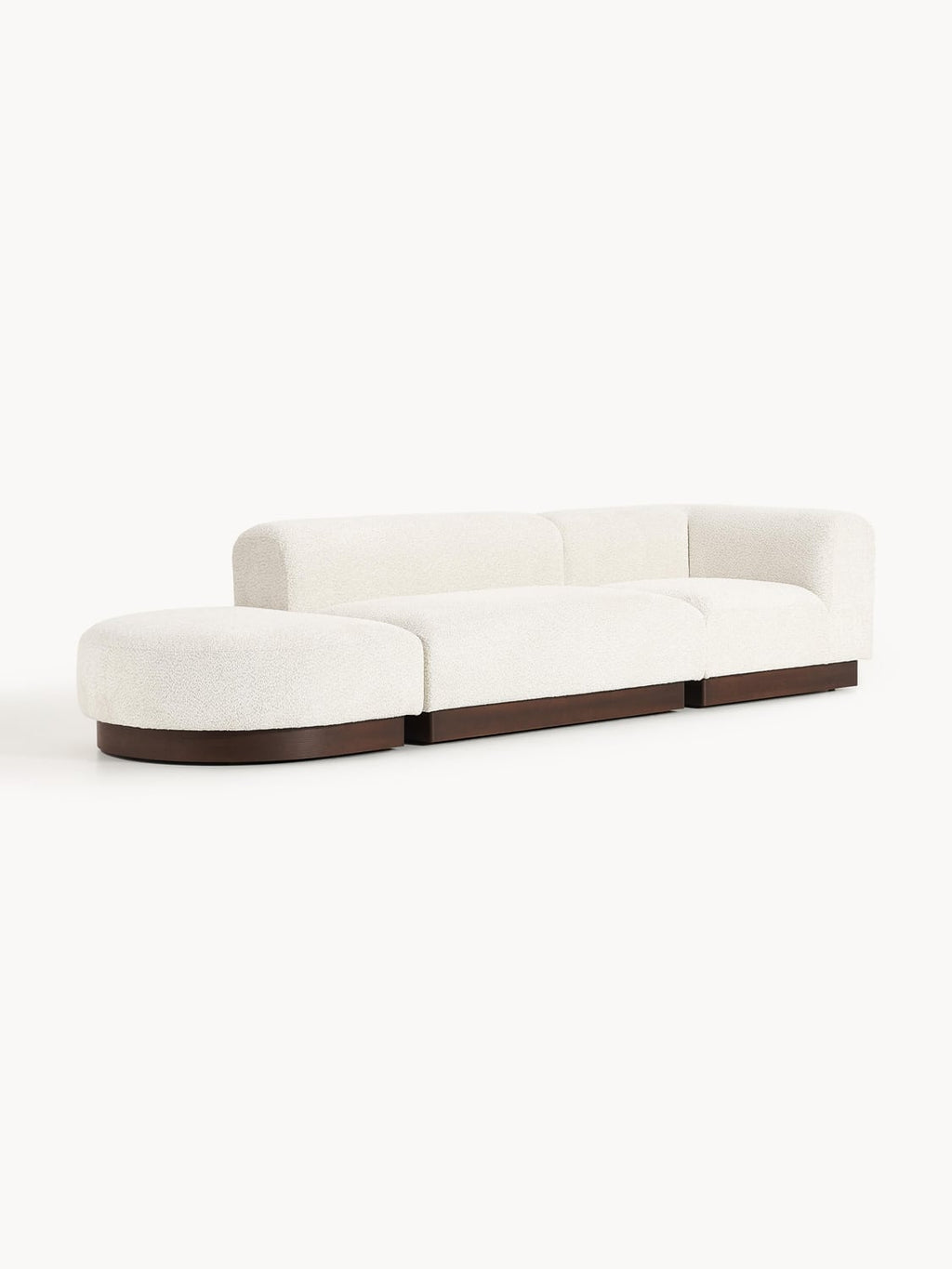 Natalie Modular Ottoman in Teddy Bouclé with Ottoman (left/right) — Light Grey