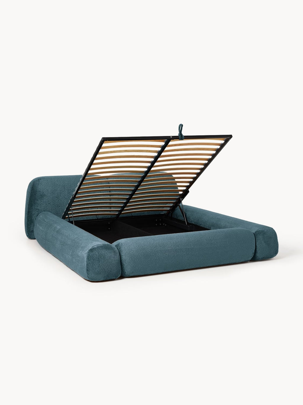 Wolke Upholstered Bed in Teddy Bouclé with Storage — Grey