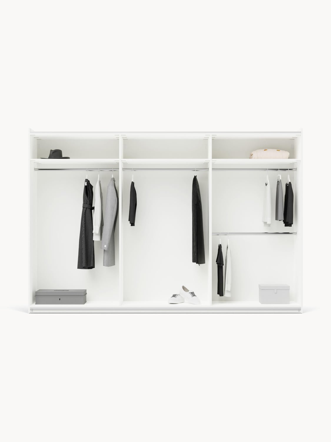Charlotte Modular Sliding-Door Wardrobe, 300 cm Width, in various sizes — Off-White