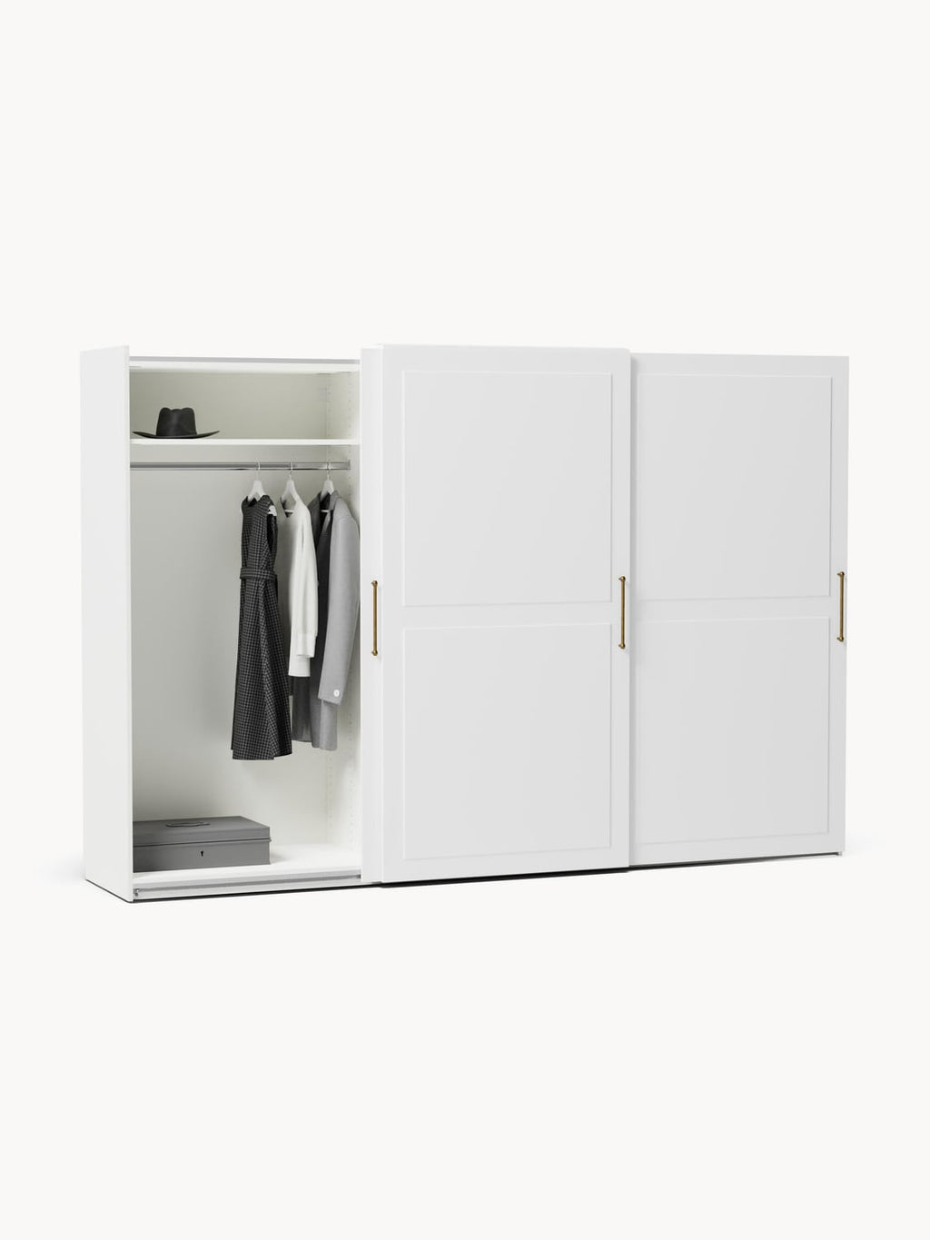 Charlotte Modular Sliding-Door Wardrobe, 300 cm Width, in various sizes — Off-White