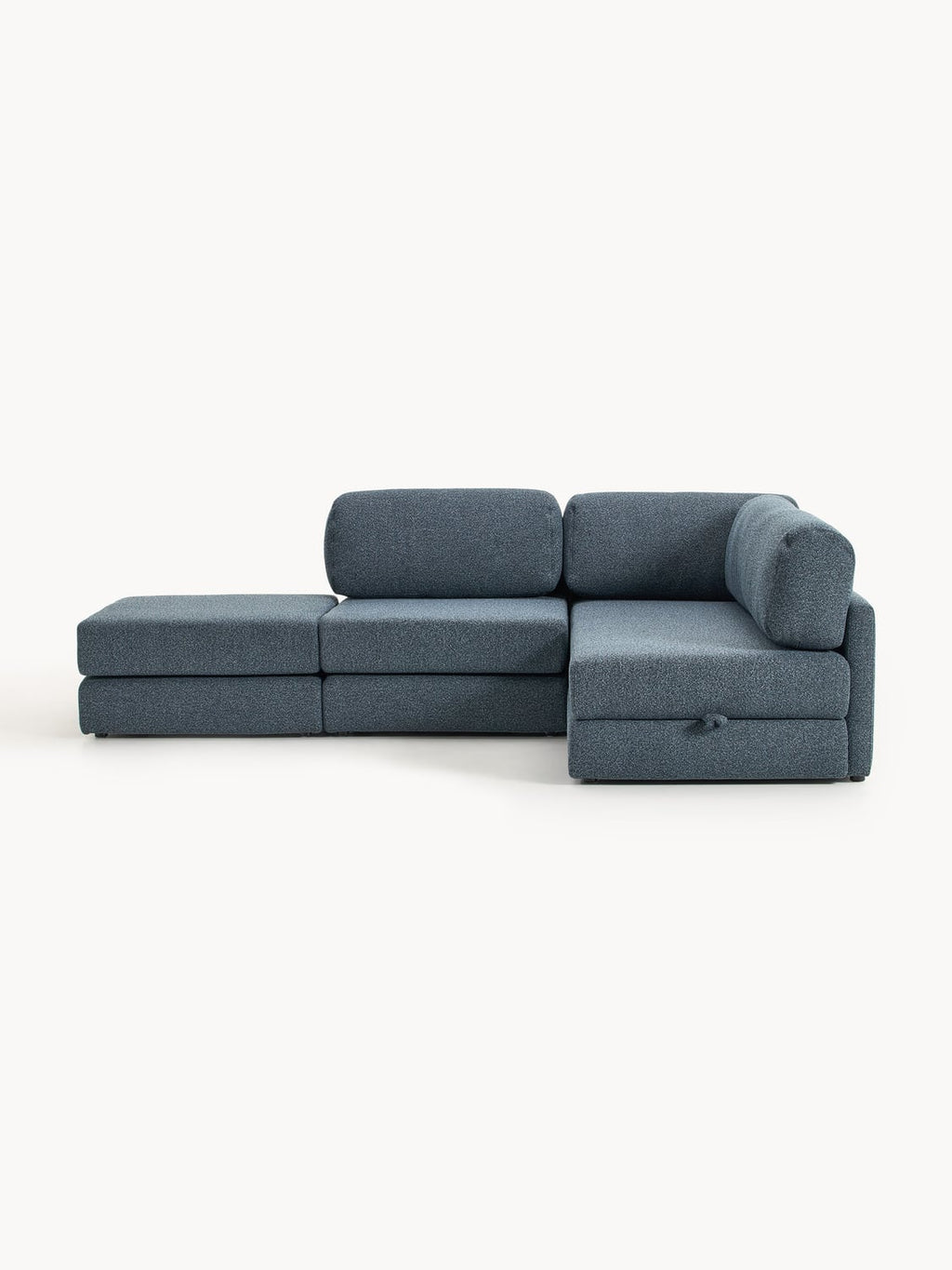 Ladina Bouclé-Corner Sofa Bed with Storage — Dark Grey