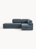 Ladina Bouclé-Corner Sofa Bed with Storage — Dark Grey