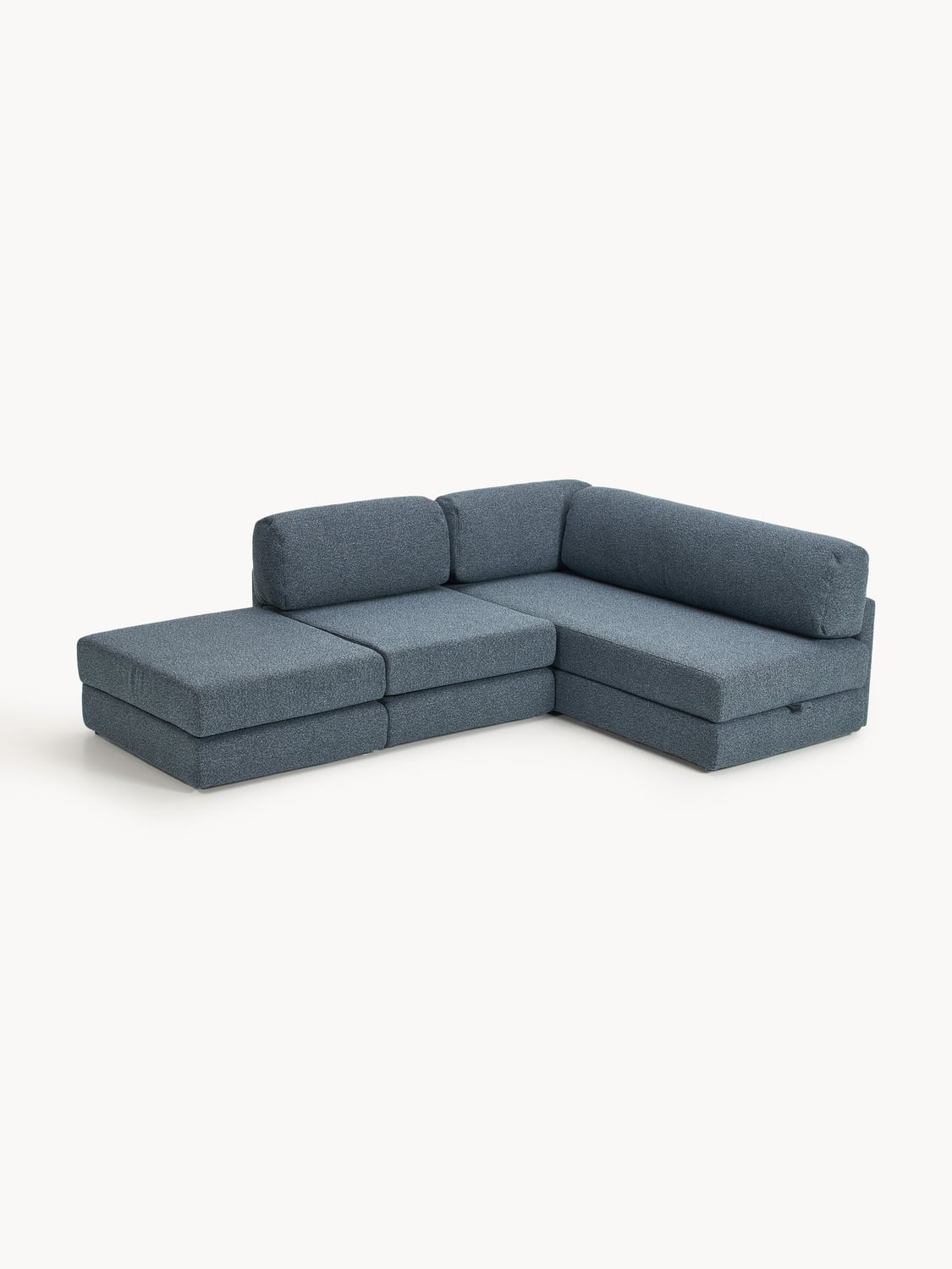 Ladina Bouclé-Corner Sofa Bed with Storage — Dark Grey