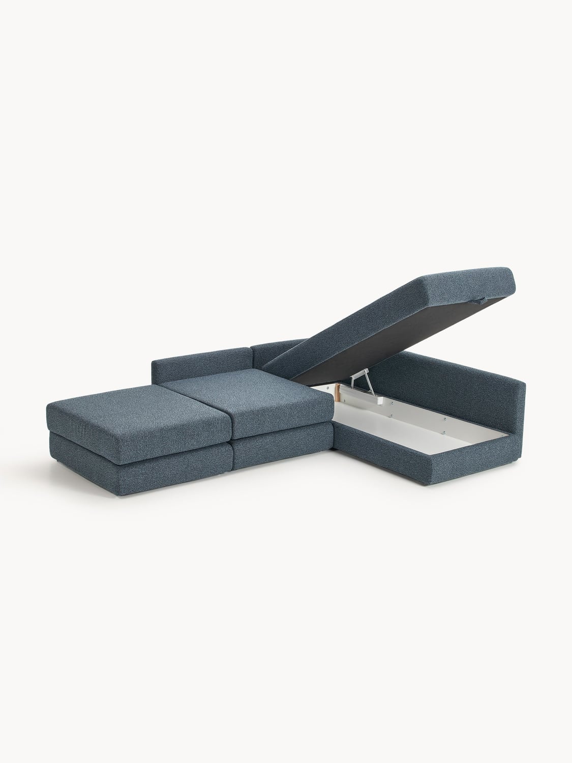 Ladina Bouclé-Corner Sofa Bed with Storage — Dark Grey