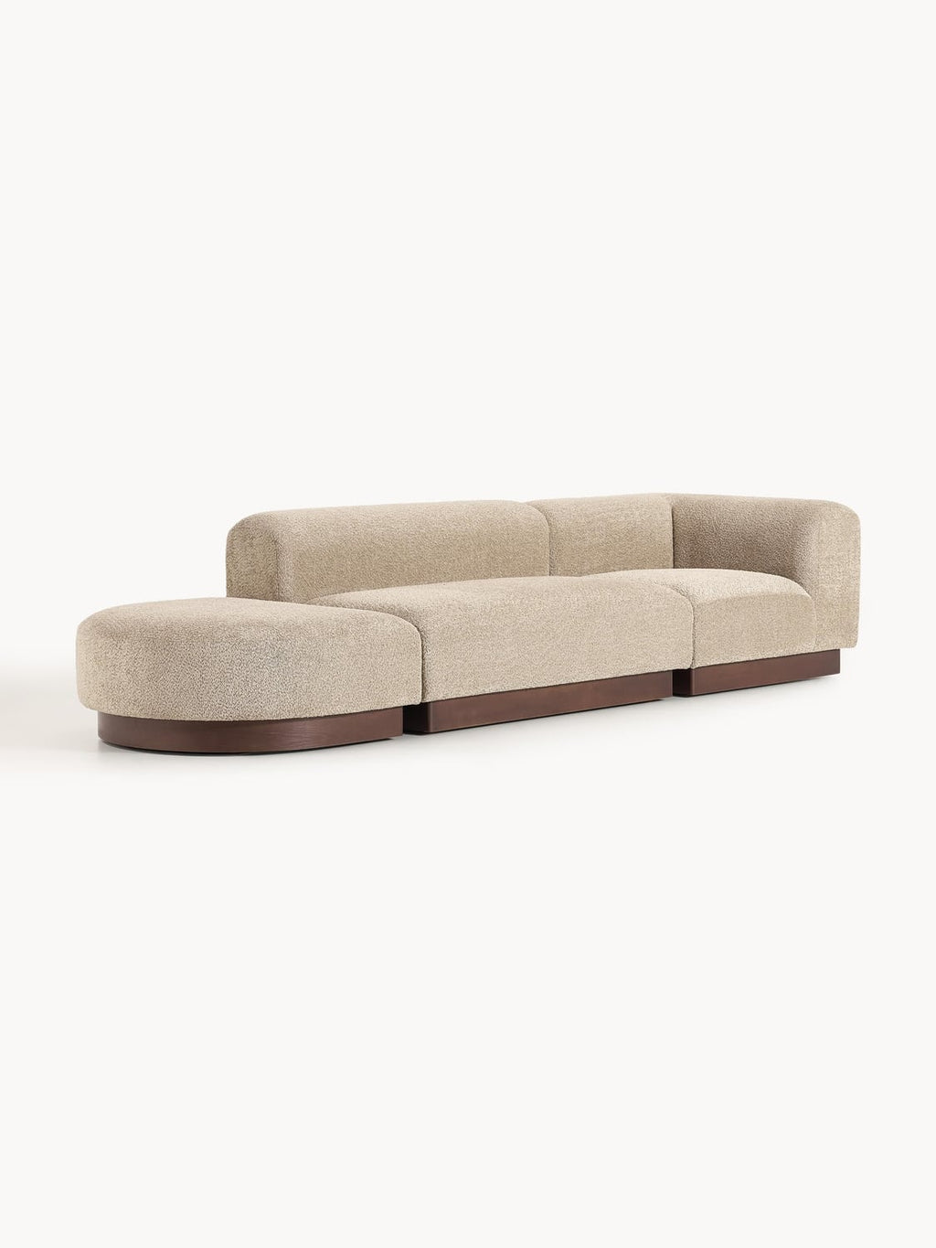 Natalie Modular Ottoman in Teddy Bouclé with Ottoman (left/right) — Sage