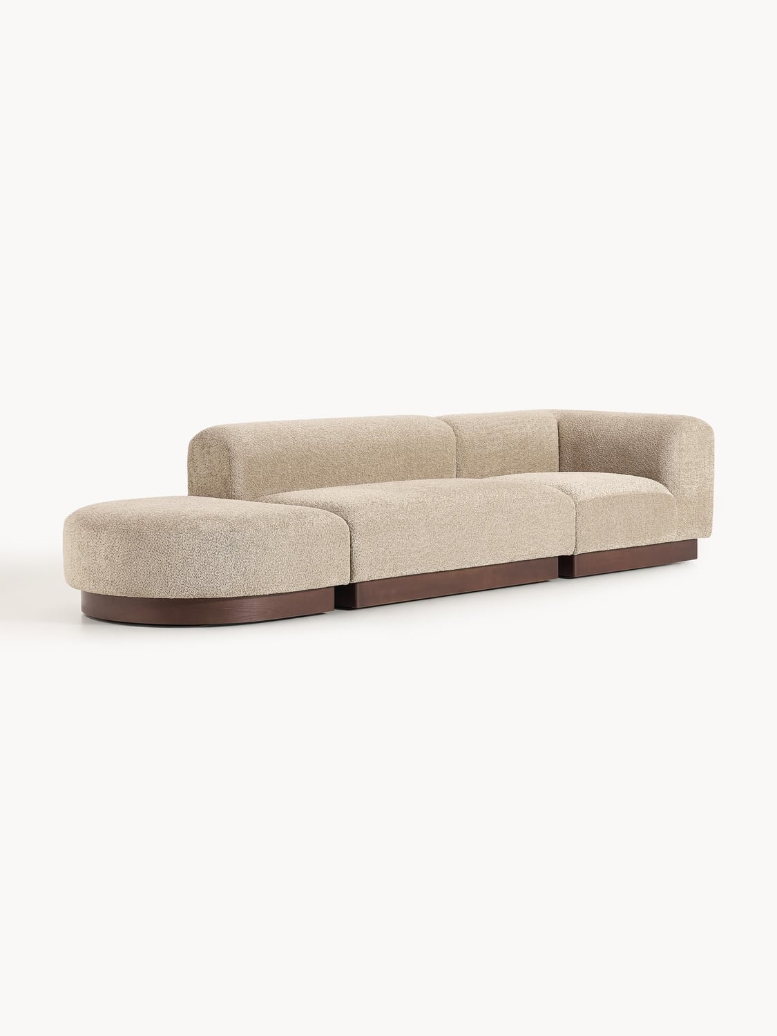 Natalie Modular Ottoman in Teddy Bouclé with Ottoman (left/right) — Sage