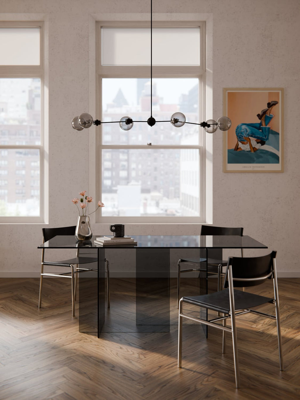 Anouk Dining Table in Glass, 180 x 90 cm — Taupe