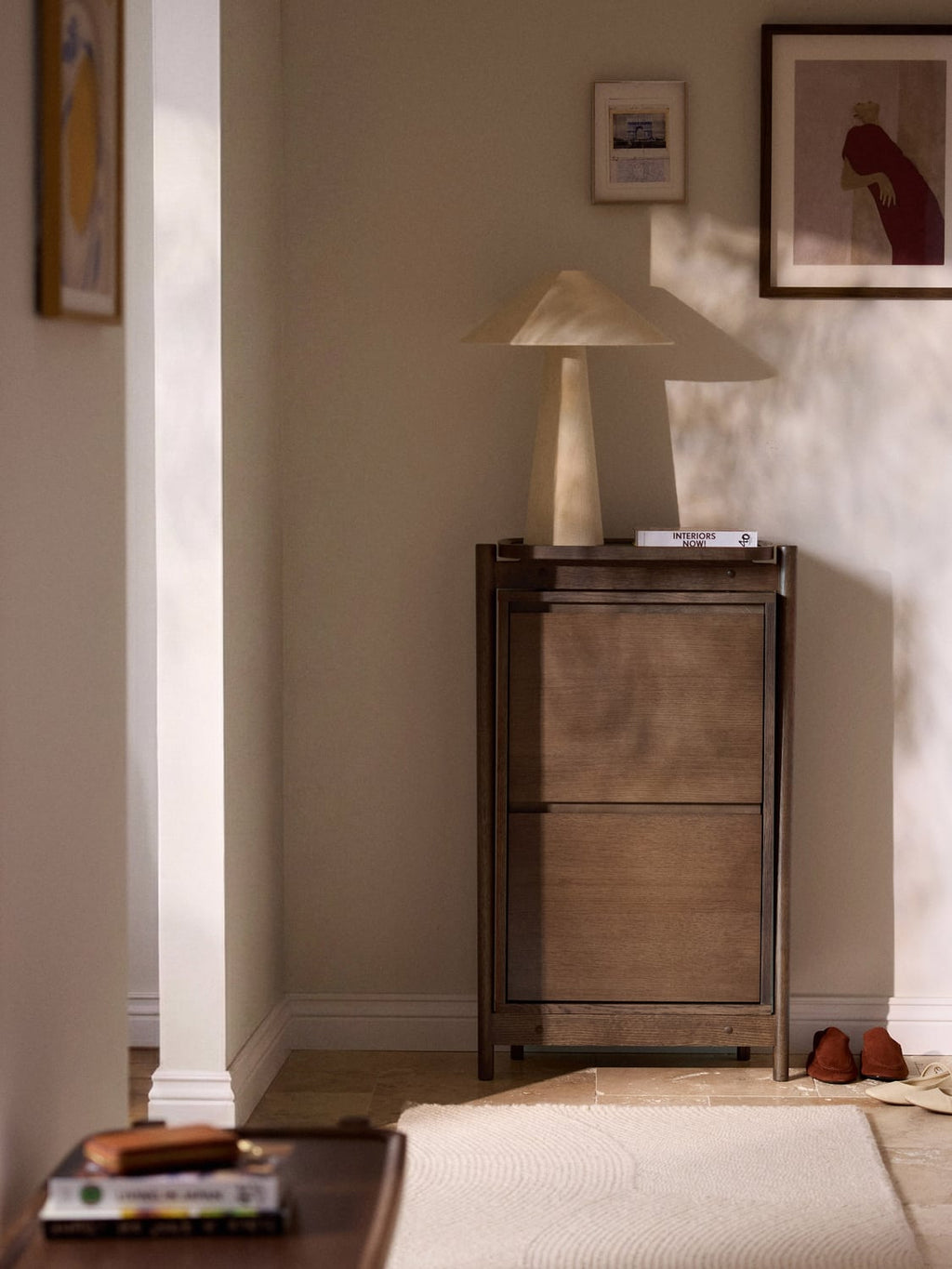 Libby Wood-Shoe Cabinet with Folding Compartments — Chocolate