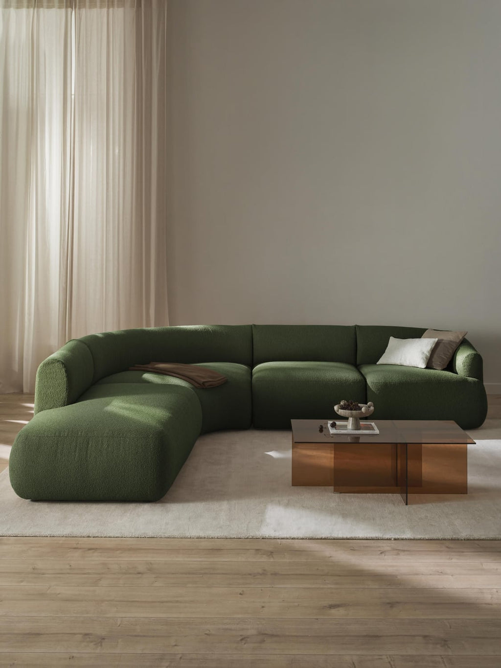 Sofia Modular Bouclé Corner Sofa (4-seater) — Forest Green