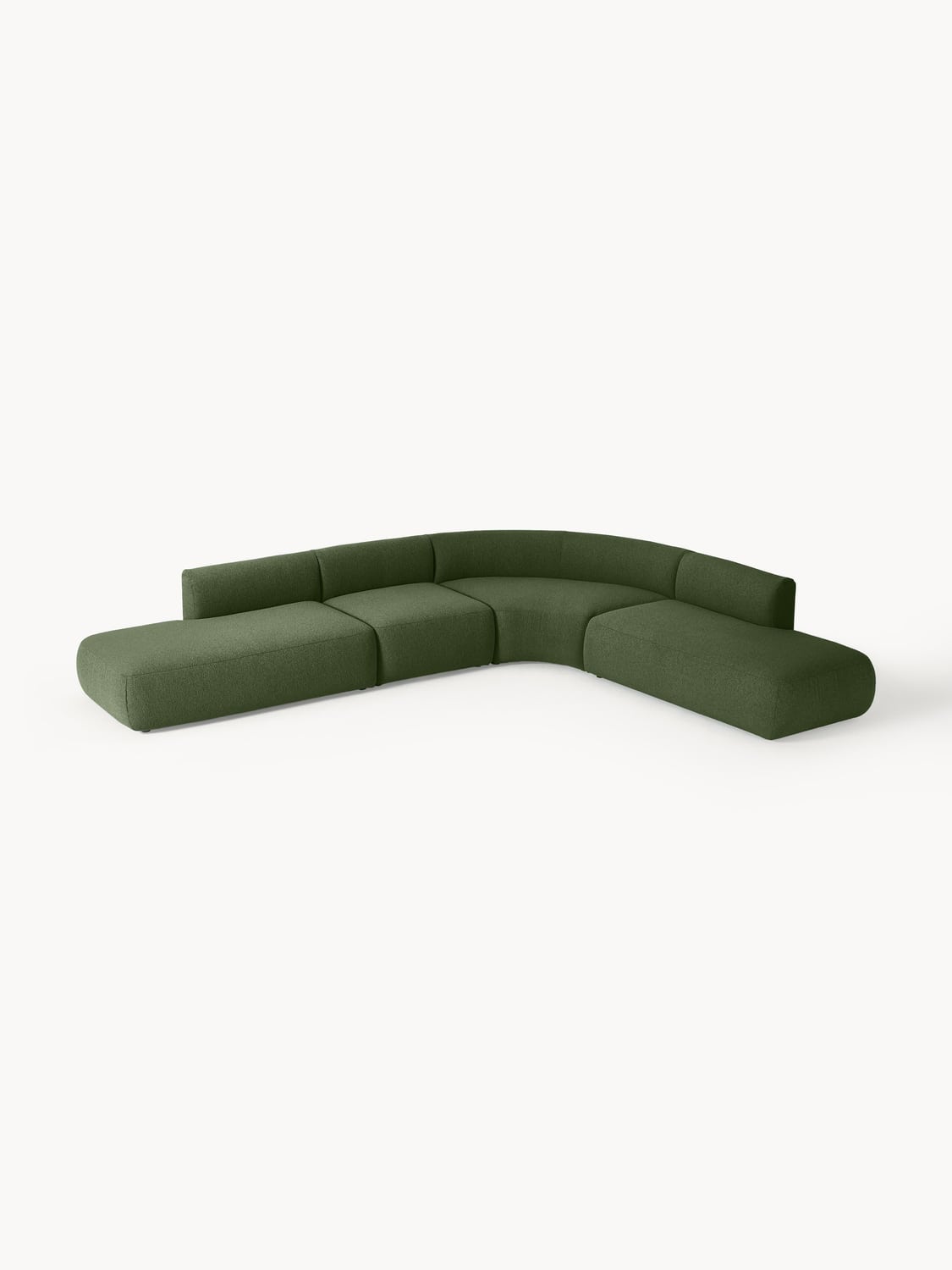Sofia Modular Bouclé Corner Sofa (4-seater) — Moss Green