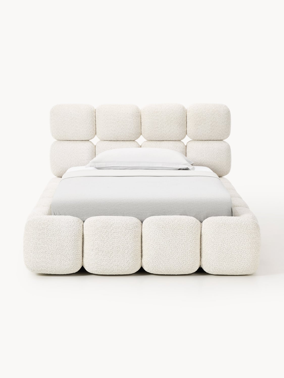 Tayla Single Bed in Teddy Bouclé — Off-White