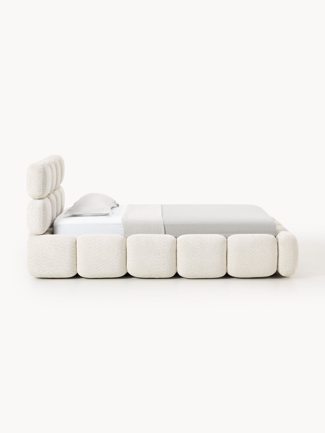 Tayla Single Bed in Teddy Bouclé — Off-White