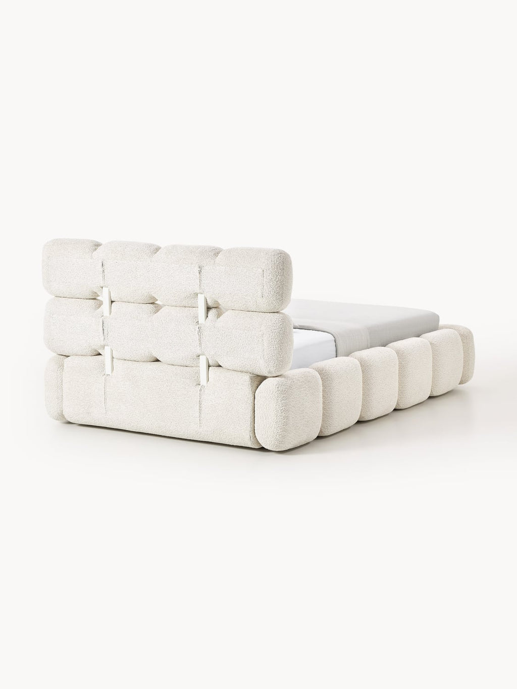 Tayla Single Bed in Teddy Bouclé — Off-White