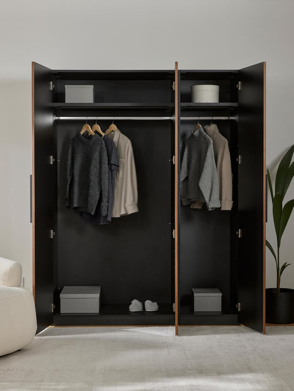 Simone Modular Hinged-Door Wardrobe, 150 cm Width, in various sizes — Olive