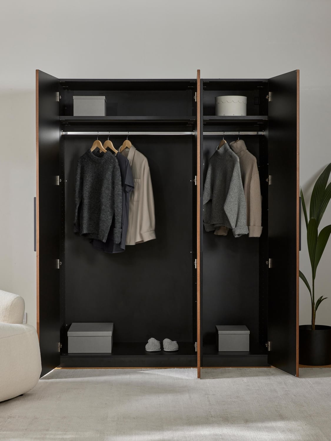 Simone Modular Hinged-Door Wardrobe, 150 cm Width, in various sizes — Olive