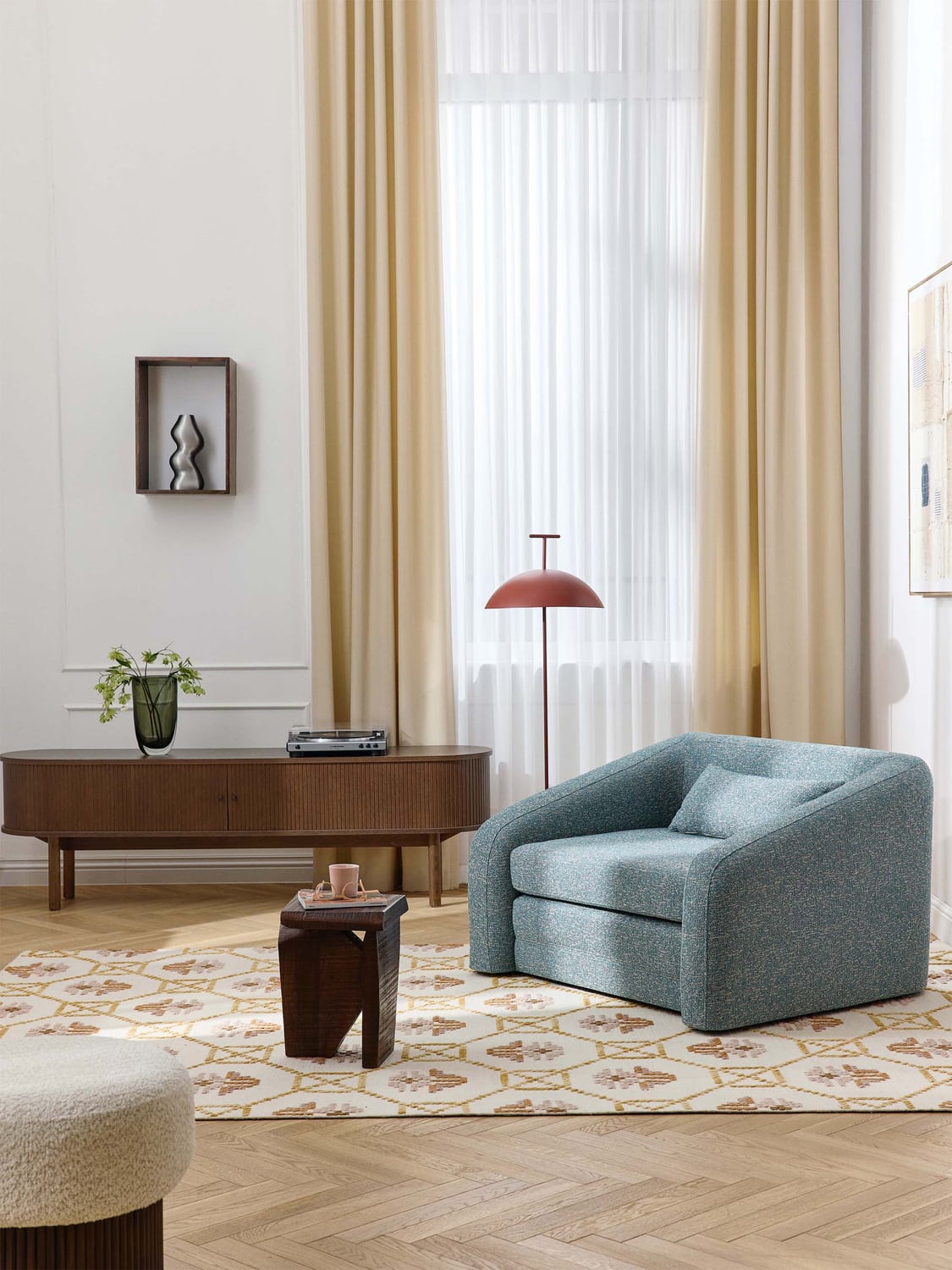 Calary TV Unit with Fluted Front — Dark Grey