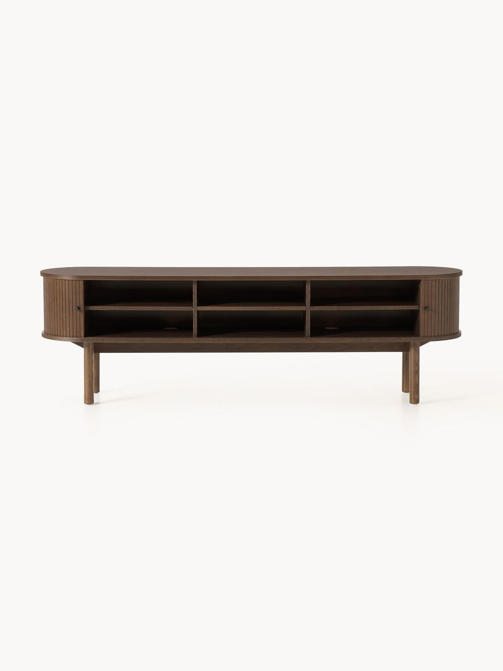 Calary TV Unit with Fluted Front — Dark Grey