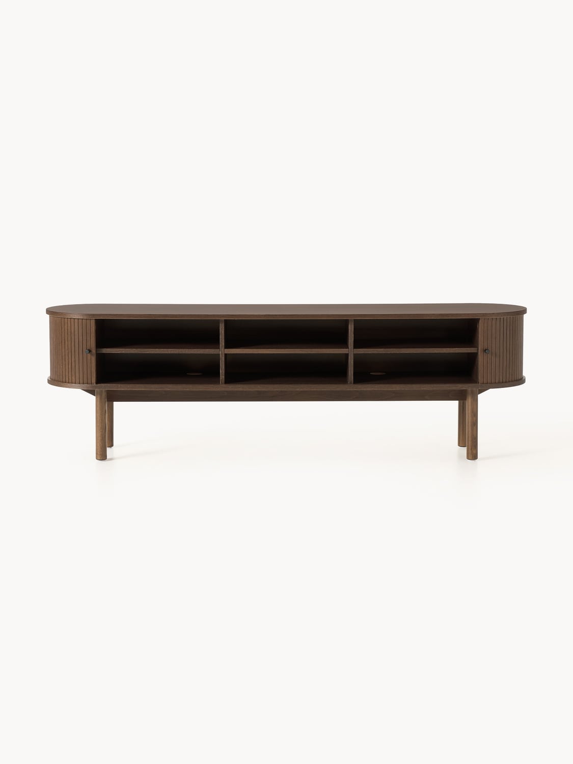 Calary TV Unit with Fluted Front — Dark Grey