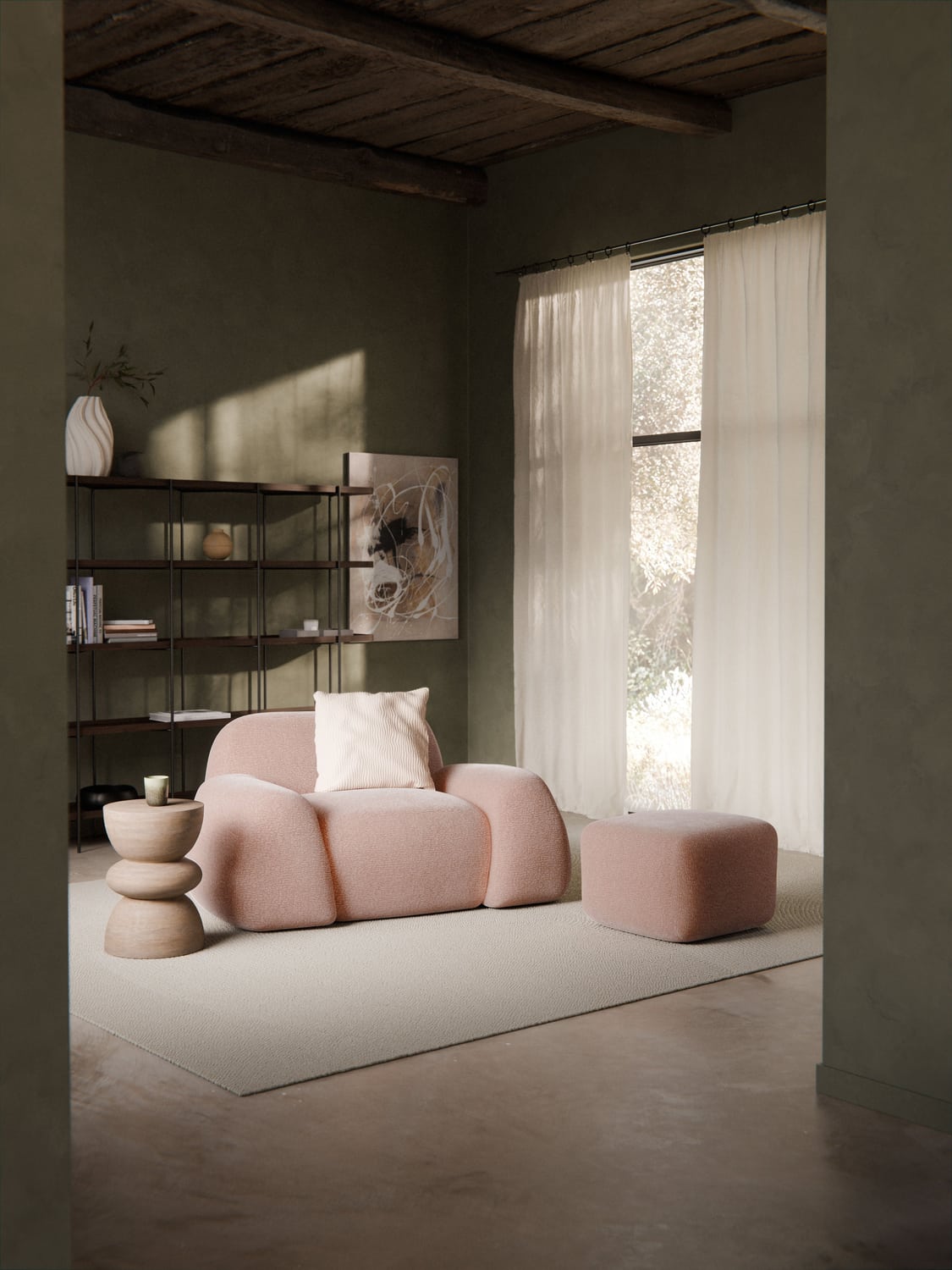 Wolke Sofa Ottoman — Pink
