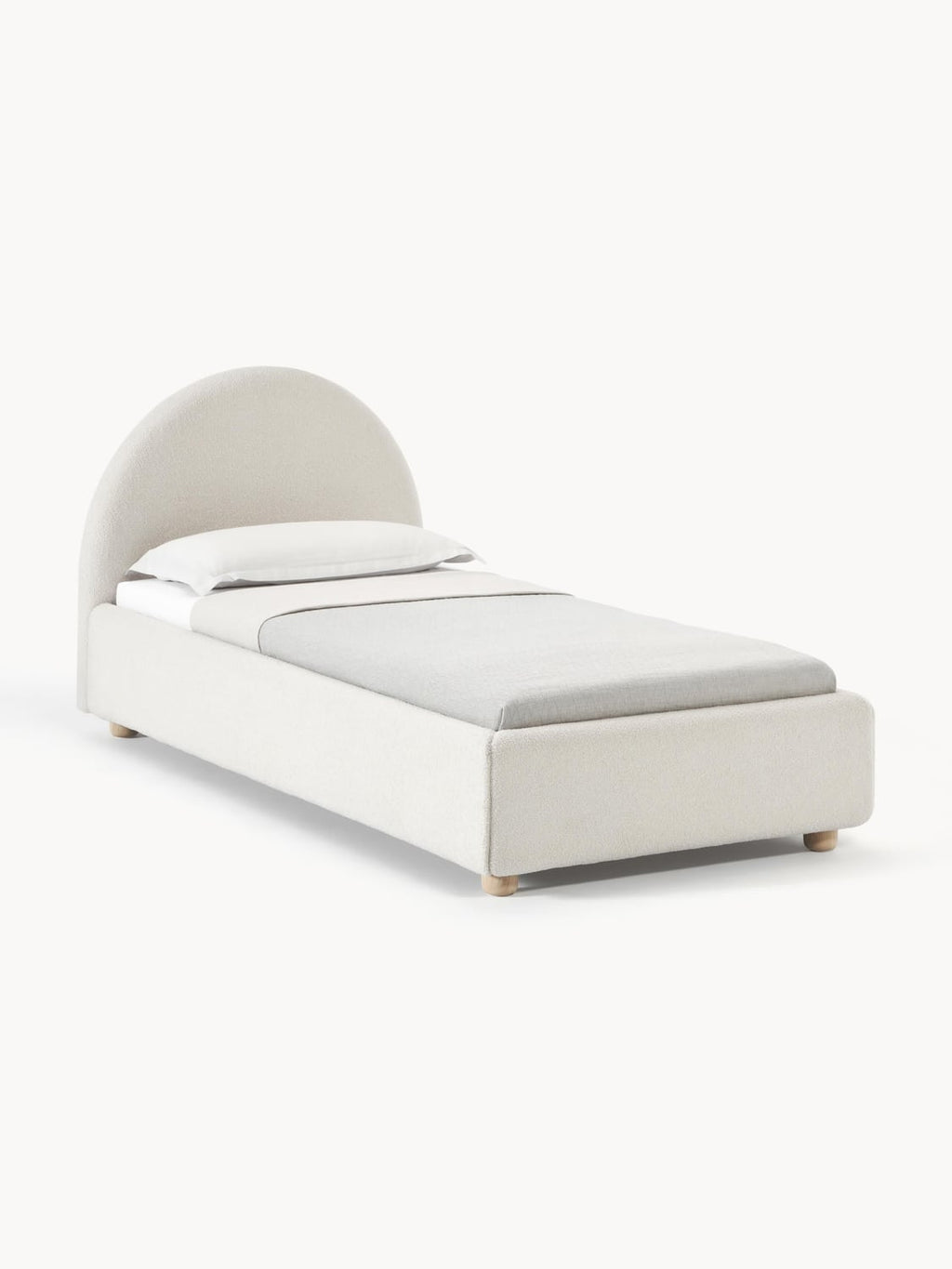 Ebba Teddy-Single Bed with Storage — Off-White