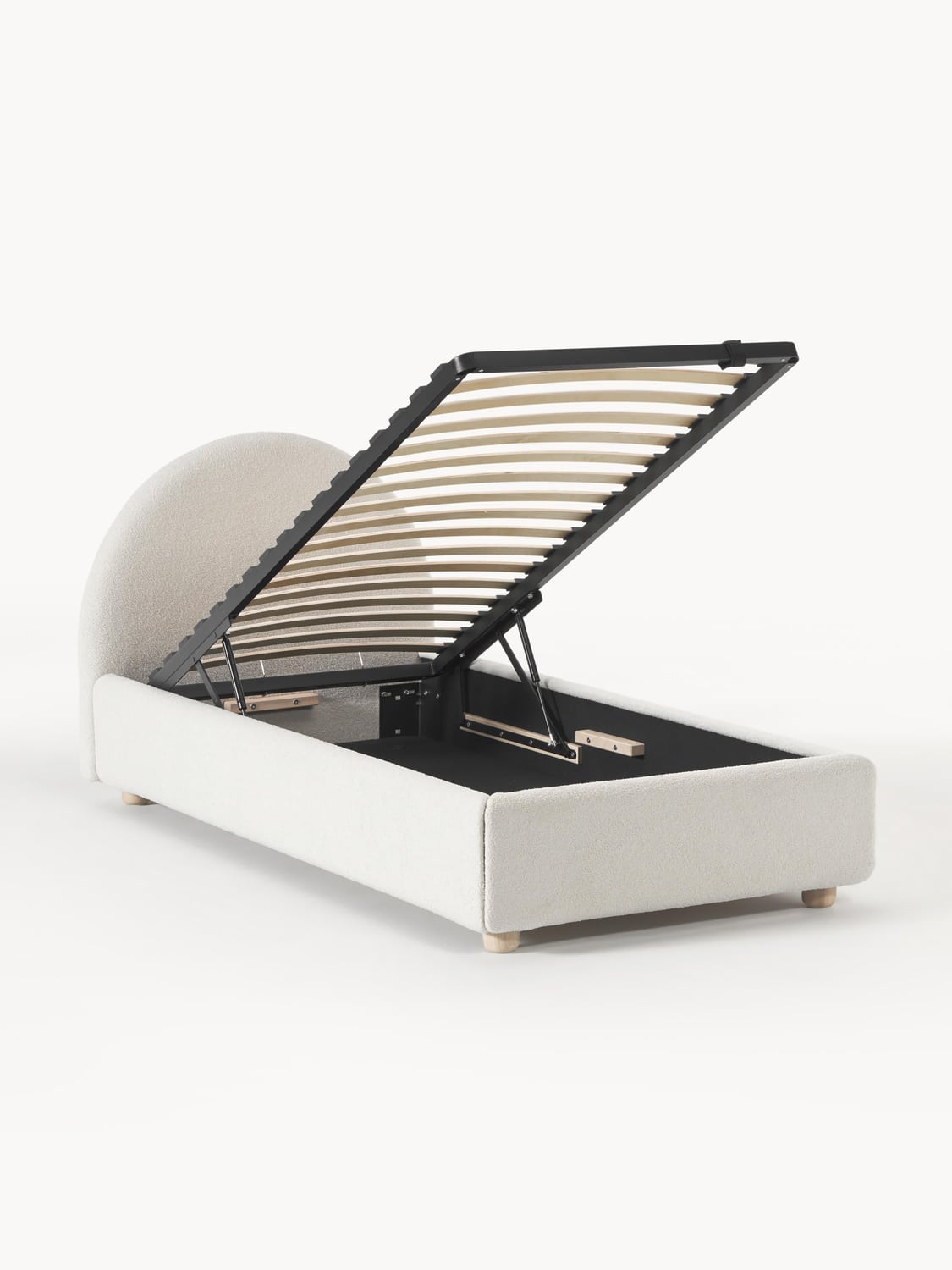 Ebba Teddy-Single Bed with Storage — Off-White