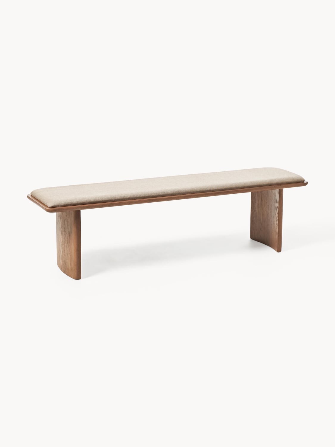 Chandler Upholstered Bench in Oak — Light Grey