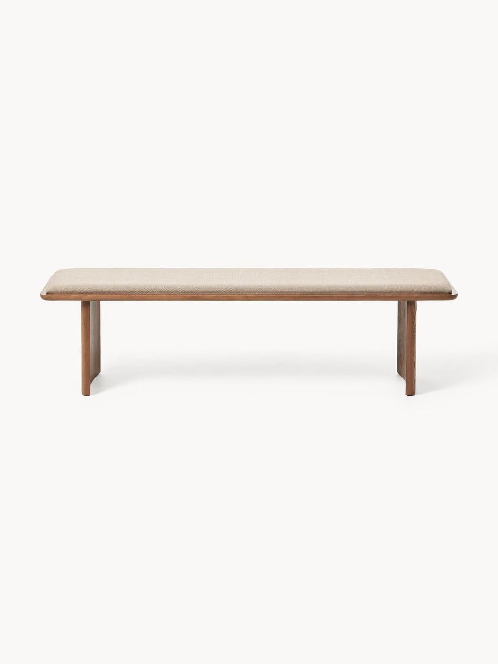 Chandler Upholstered Bench in Oak — Light Grey