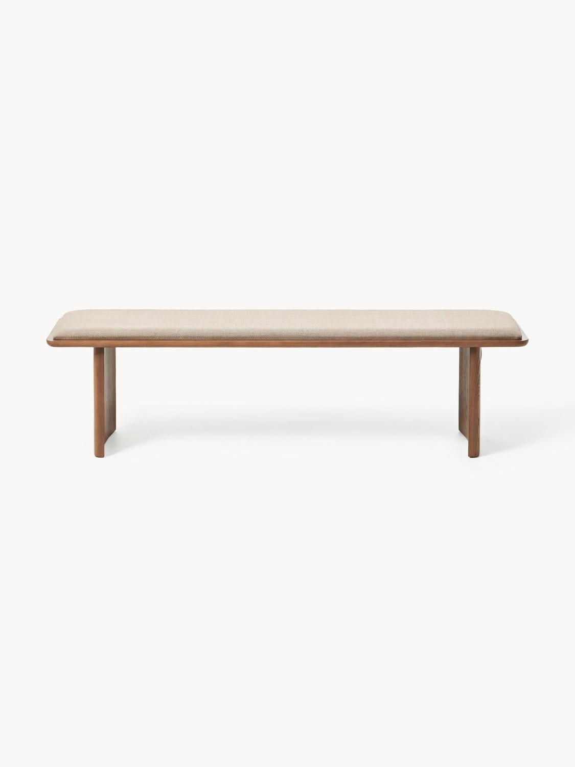 Chandler Upholstered Bench in Oak — Light Grey
