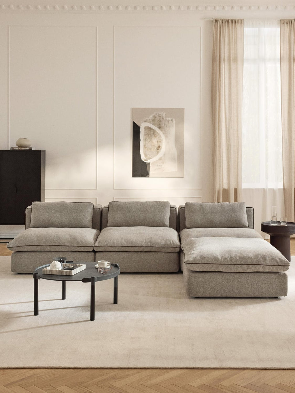 Felix Modular Sofa with Ottoman (left/right) — Taupe