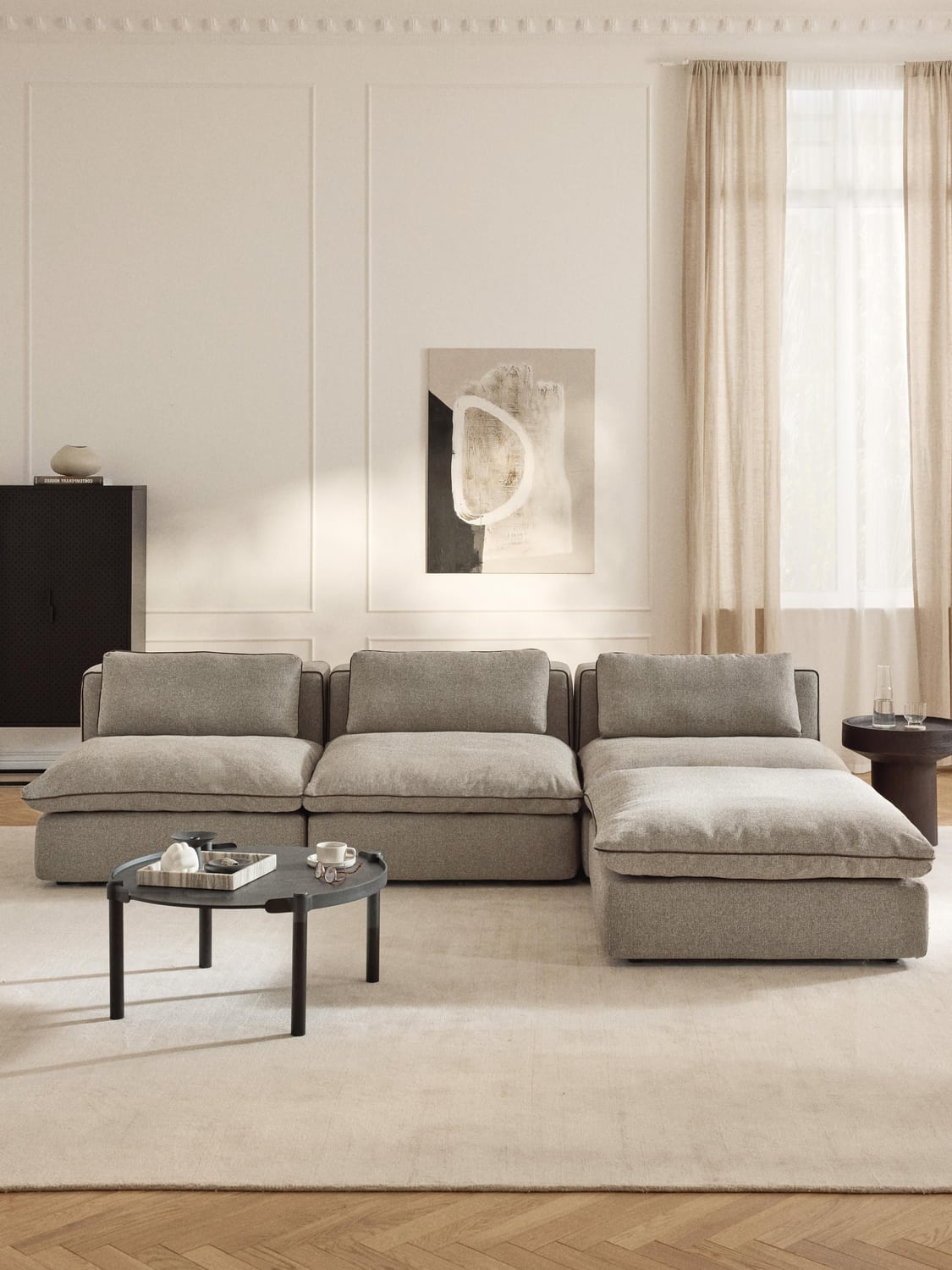 Felix Modular Sofa with Ottoman (left/right) — Taupe