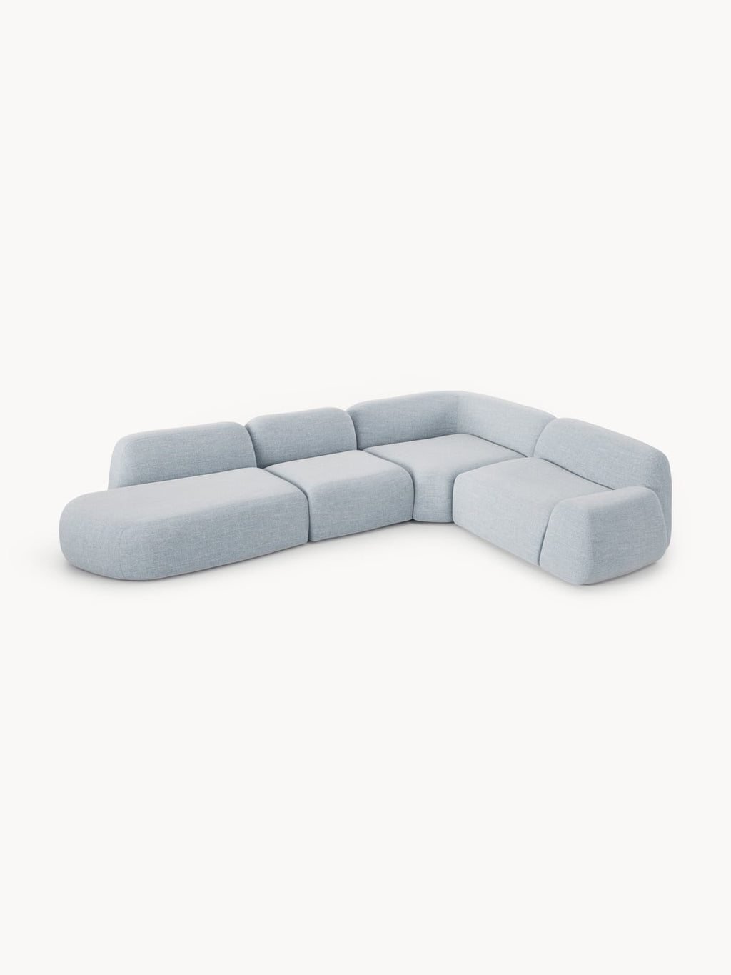 Wolke Modular Bouclé-XL Corner Sofa with Chaise Longue — Pearl Grey