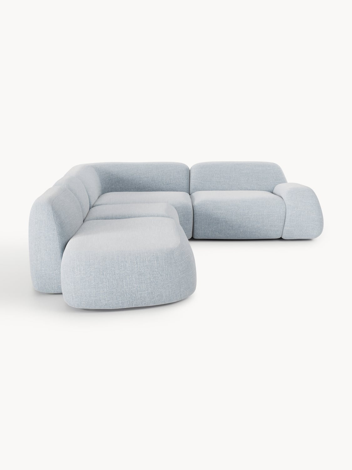 Wolke Modular Bouclé-XL Corner Sofa with Chaise Longue — Pearl Grey