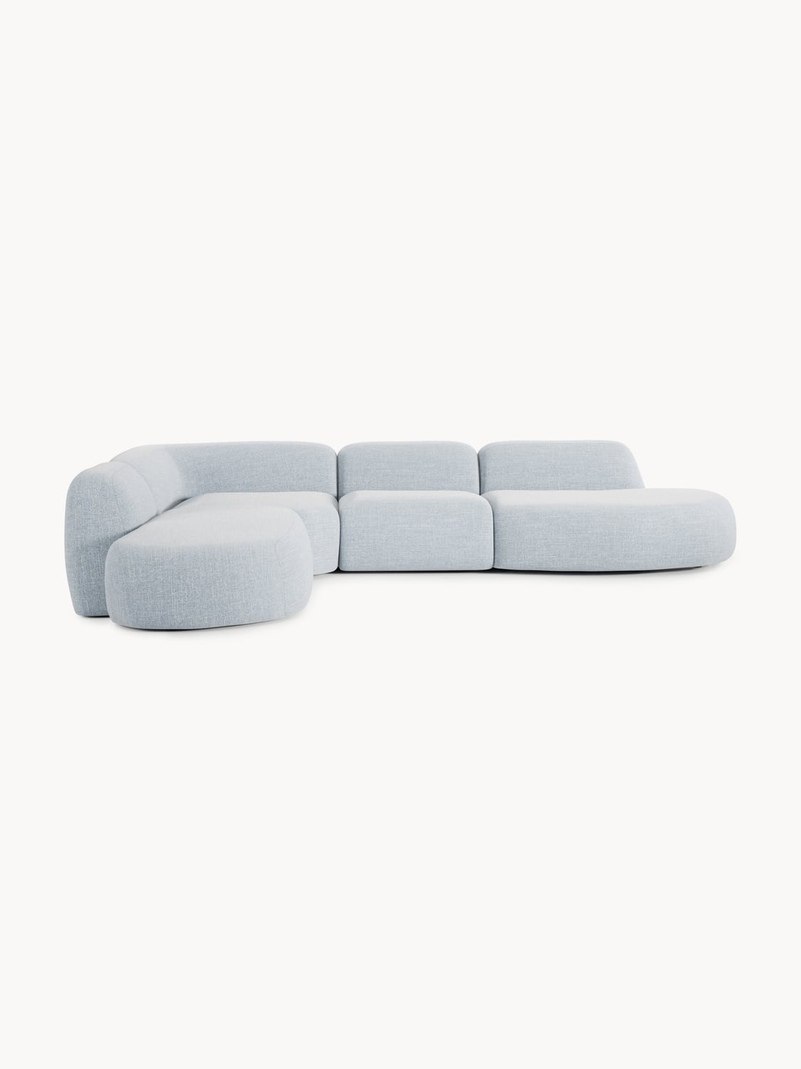 Wolke Modular Bouclé-XL Corner Sofa with Chaise Longue — Mist Grey