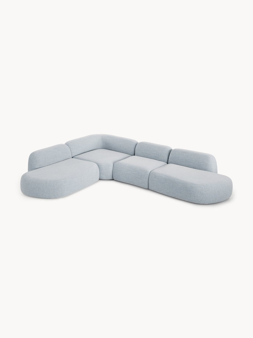 Wolke Modular Bouclé-XL Corner Sofa with Chaise Longue — Mist Grey