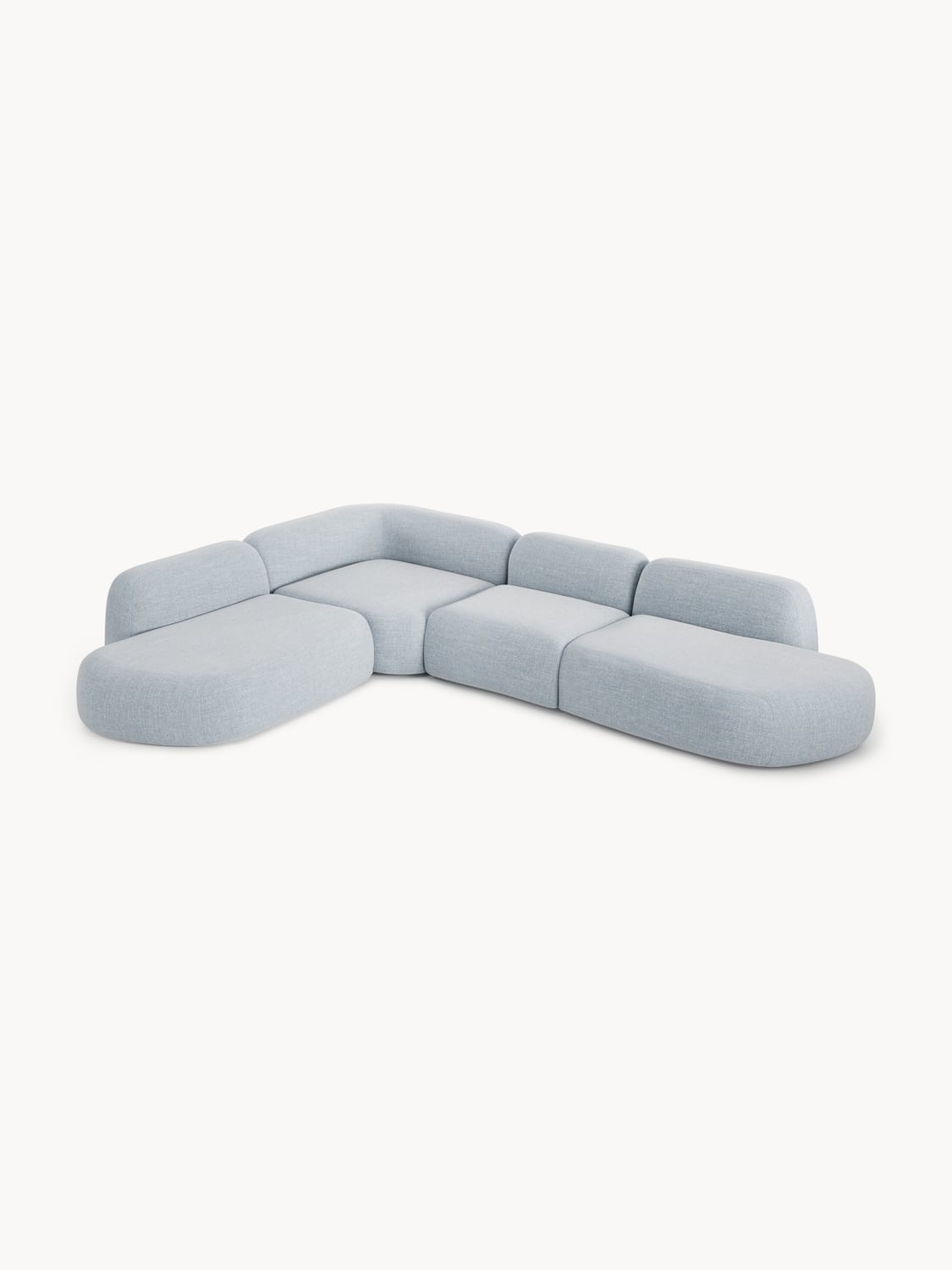 Wolke Modular Bouclé-XL Corner Sofa with Chaise Longue — Mist Grey