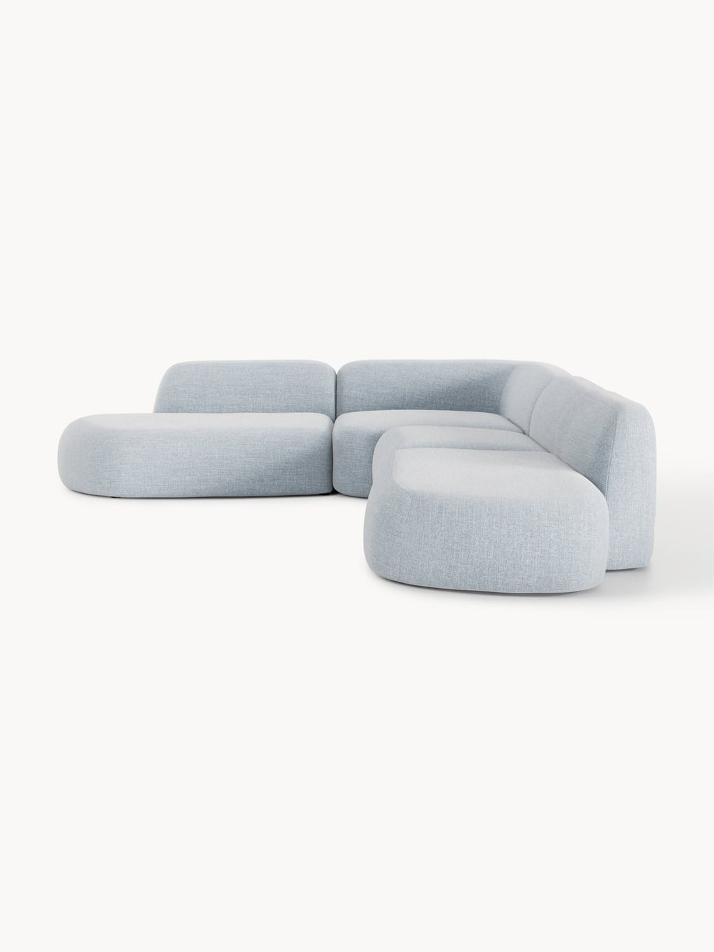 Wolke Modular Bouclé-XL Corner Sofa with Chaise Longue — Mist Grey