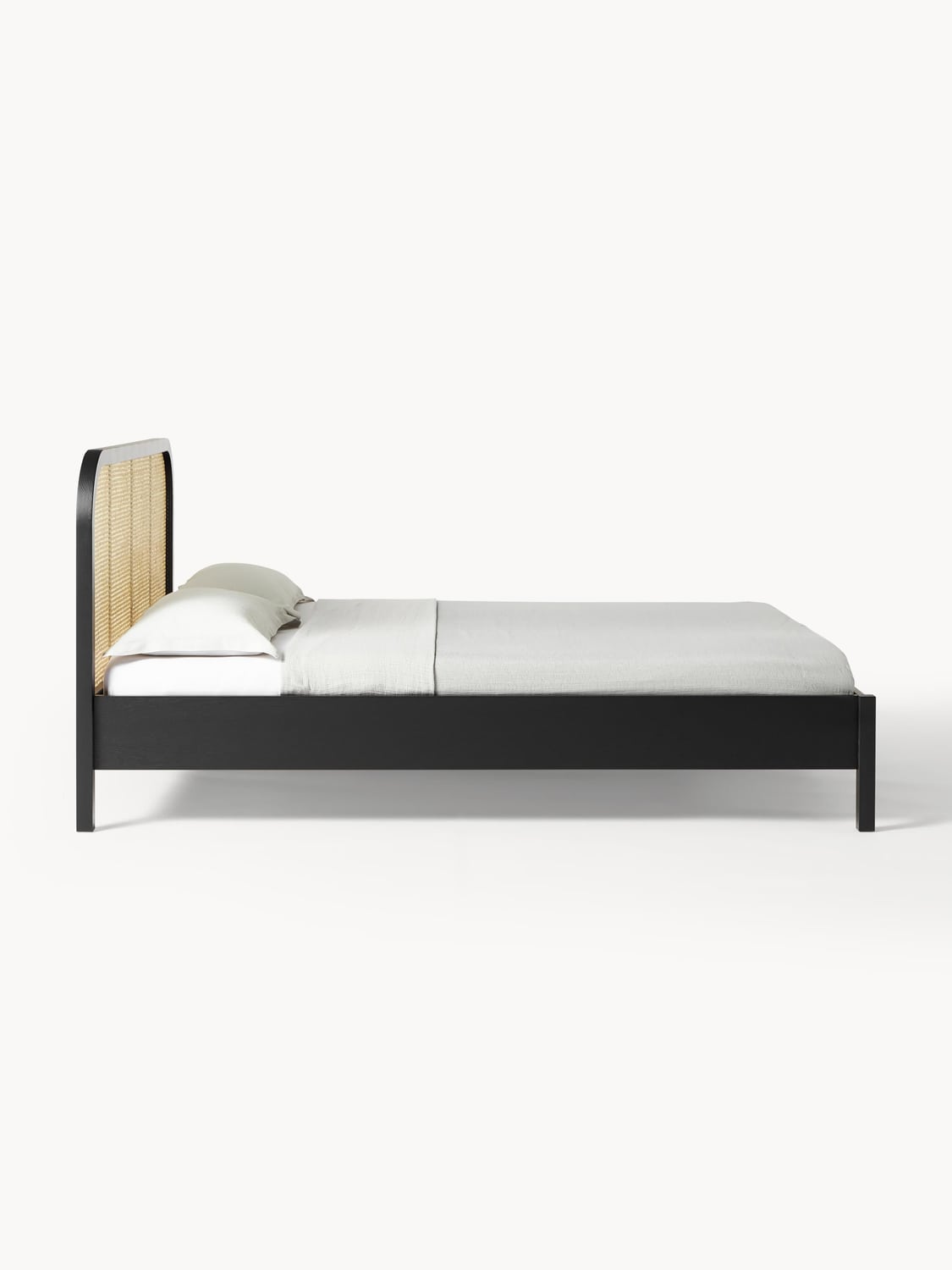 Jones Wooden Bed with Headboard in Viennese Cane — Grey