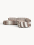 Wolke Modular Striped Corner Sofa (4-seater) with Chaise Longue — Warm Grey