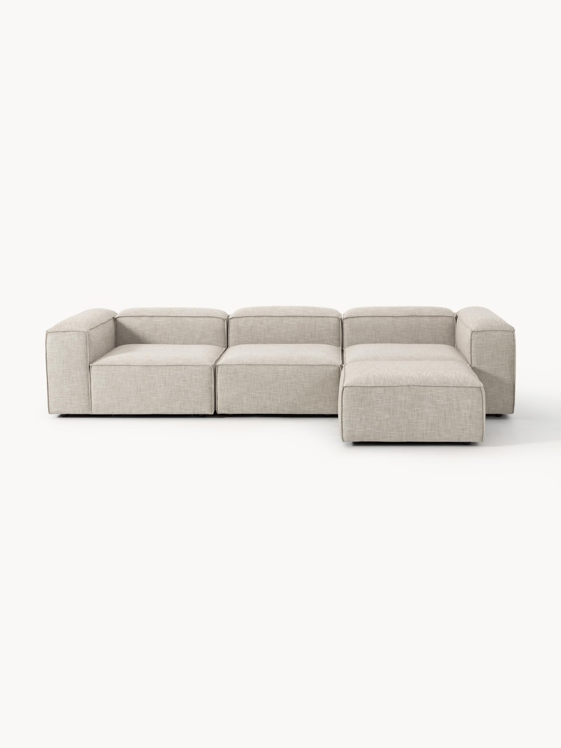 Lennon Modular Sofa (4-seater) in Linen Blend with Ottoman (left/right) — Oatmeal